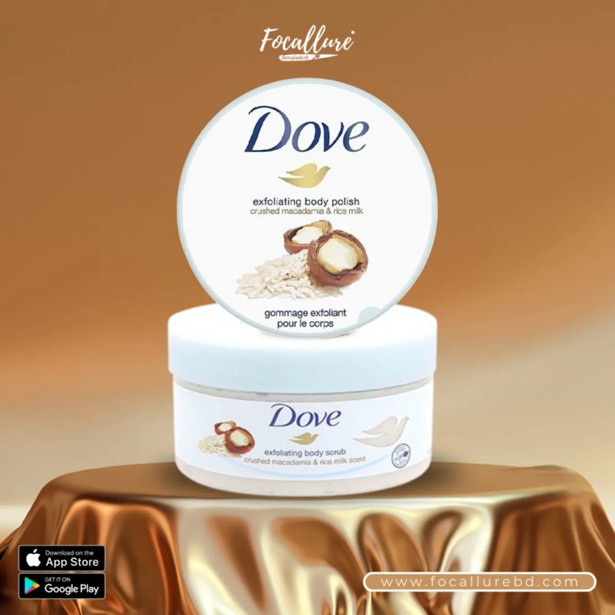 Dove Exfoliating Body Scrub Crushed Macadamia & Rice Milk Scent
