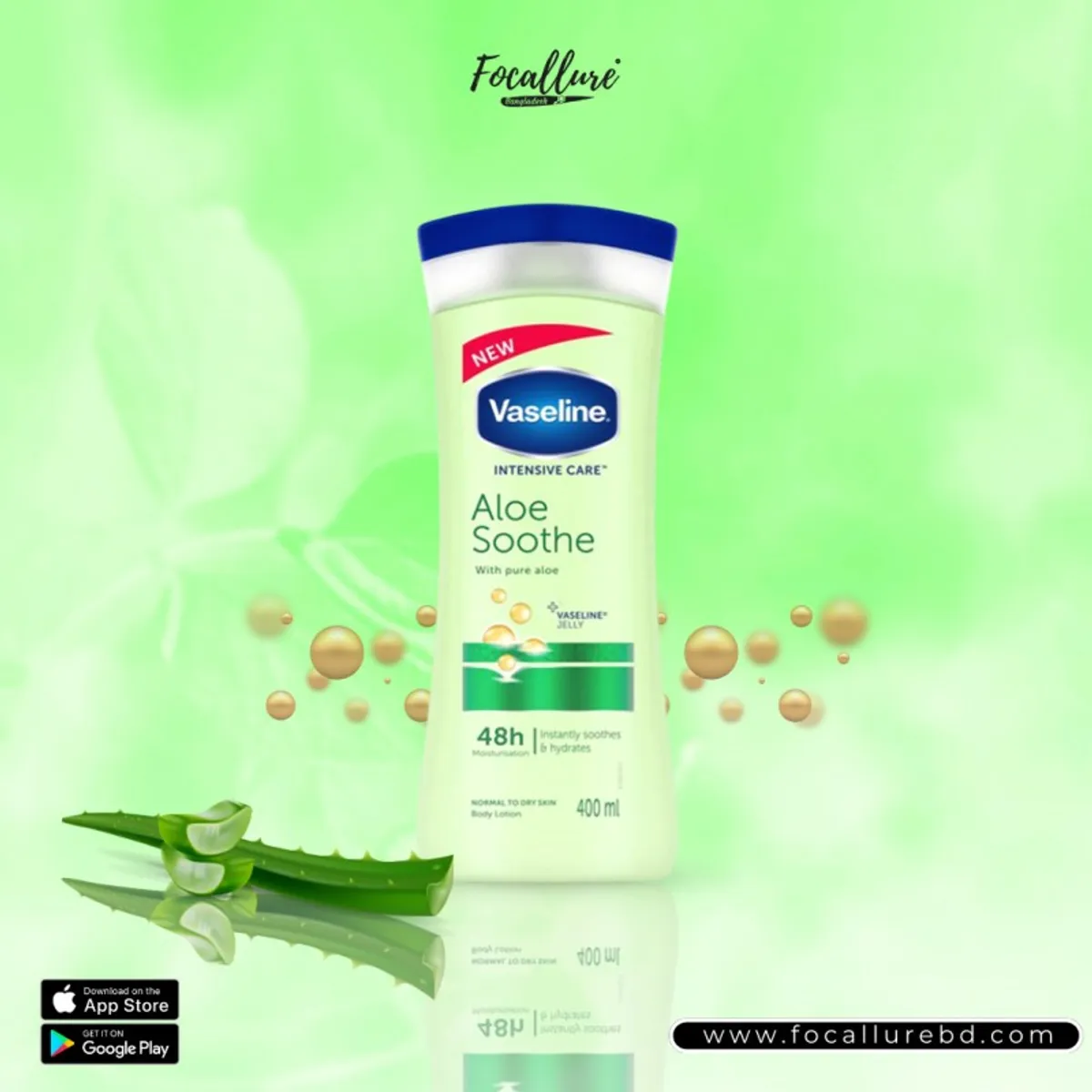 Click to Zoom Vaseline Intensive Care Aloe Soothe Lotion 400Ml