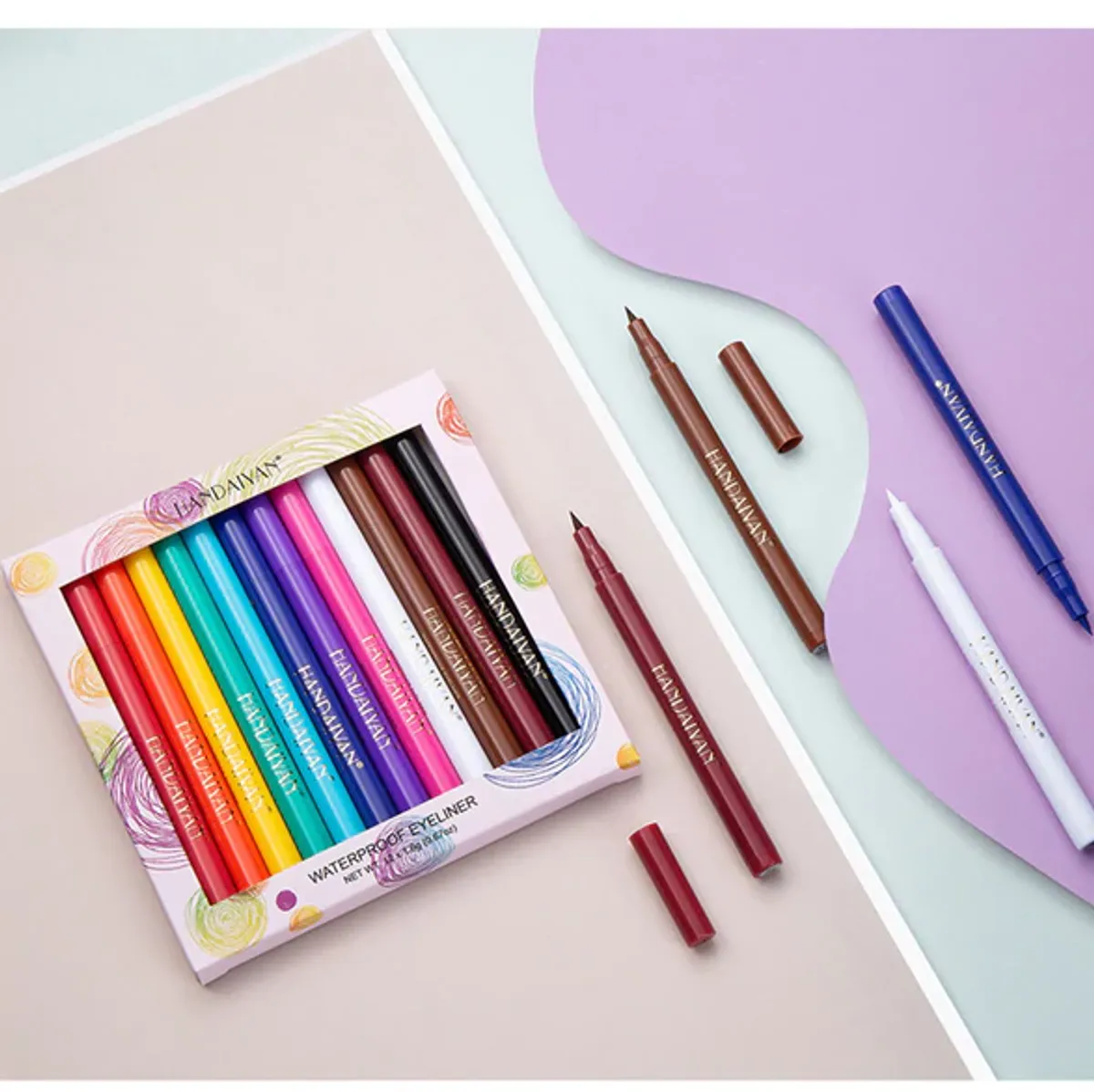 HANDAIYAN 12 Colors Matte Color Eyeliner Pencil Set