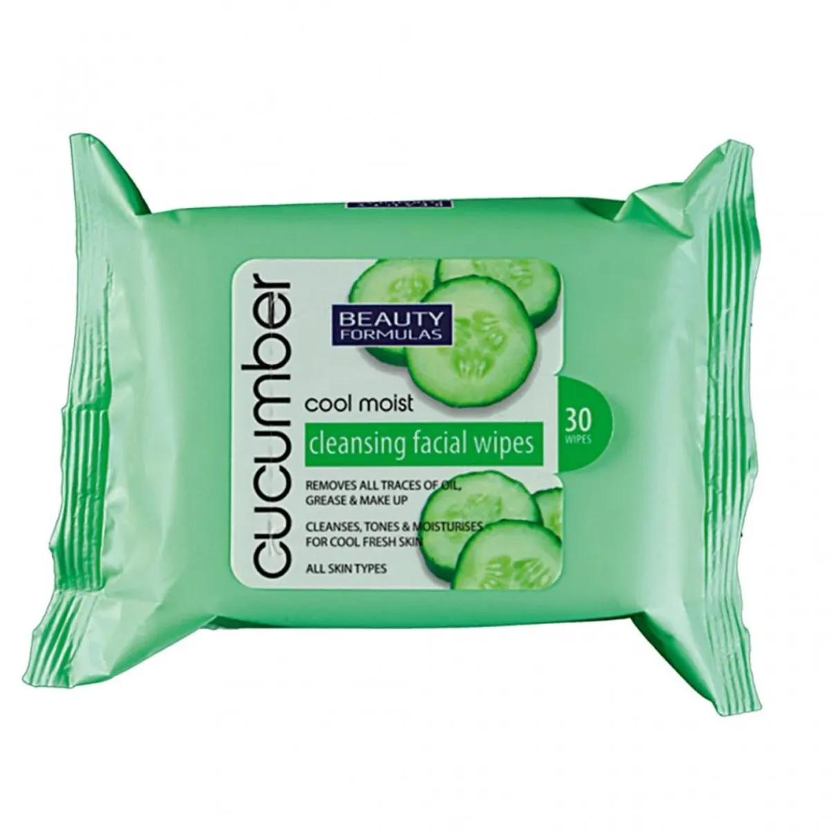 Beauty Formulas Cucumber Cool Moist Cleansing Facial Wipes -30 Wipes