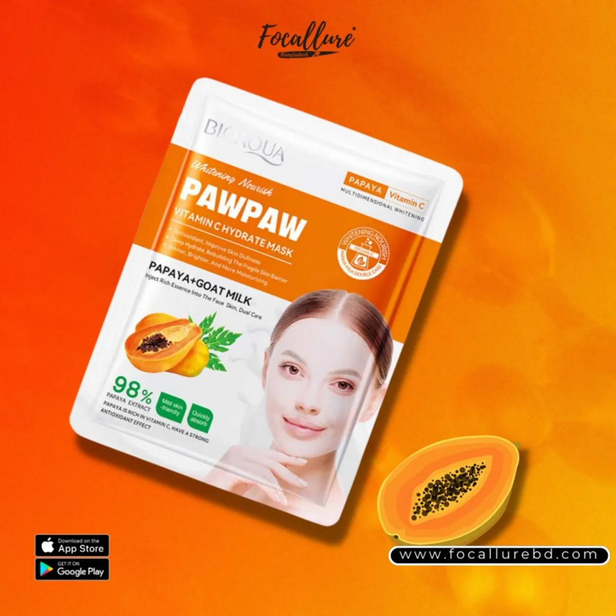 BIOAQUA Pawpaw Vitamin C Hydrate Mask- 25gm