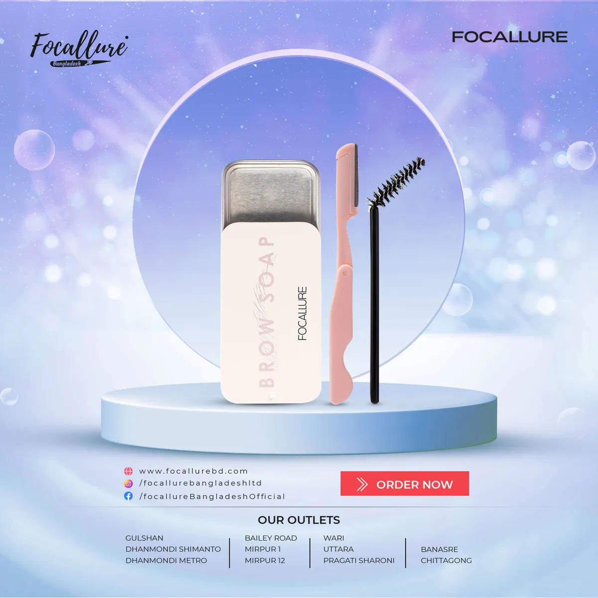 Click to Zoom Focallure Brow Styling Soap With App. Brush N Knife-FA18201