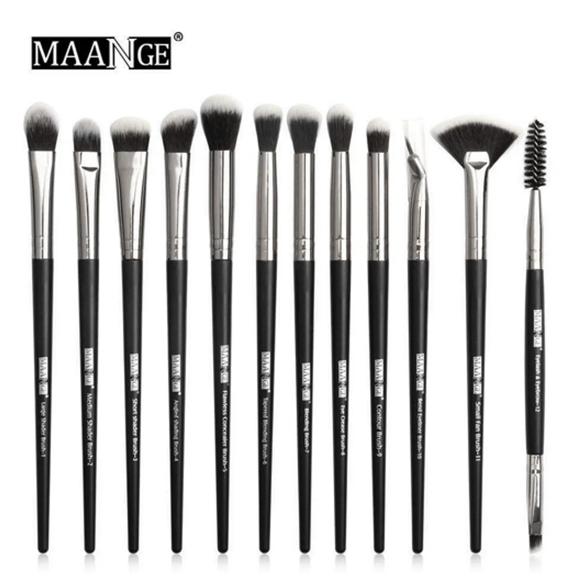 Maange eye 12 pcs eye brushes black