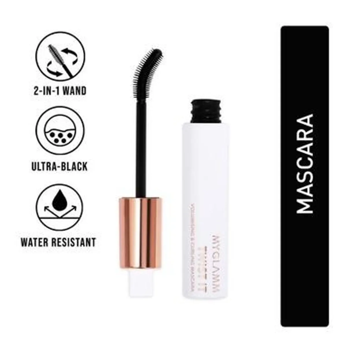 Click to Zoom MYGLAMM Twist It Mascara - Black Shade | Water-Resistant, Volumising, Curling, Smudge-Proof Eye Mascara