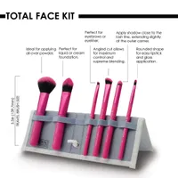 Moda 7PC Total Face Travel Sized Makeup Brush Set, Pink