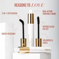 MYGLAMM Twist It Mascara - Black Shade | Water-Resistant, Volumising, Curling, Smudge-Proof Eye Mascara