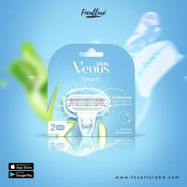 Gillette Venus Smooth Glidestrip Aloe Extracts Cartridges 2 Pcs