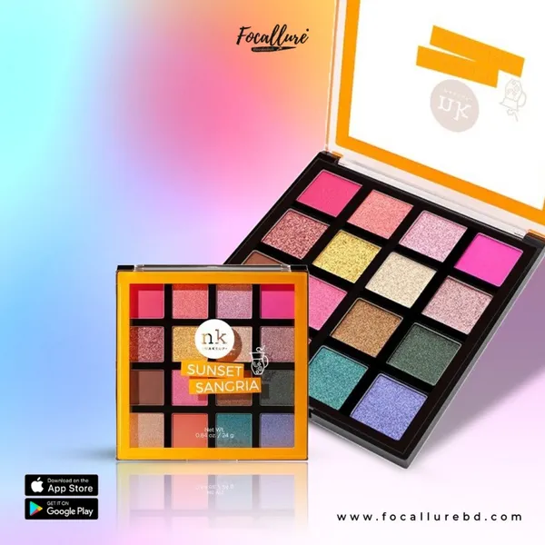 Nicka K 16 Color Eye Shadow + Blush Palette Sunset Sangria - 24g