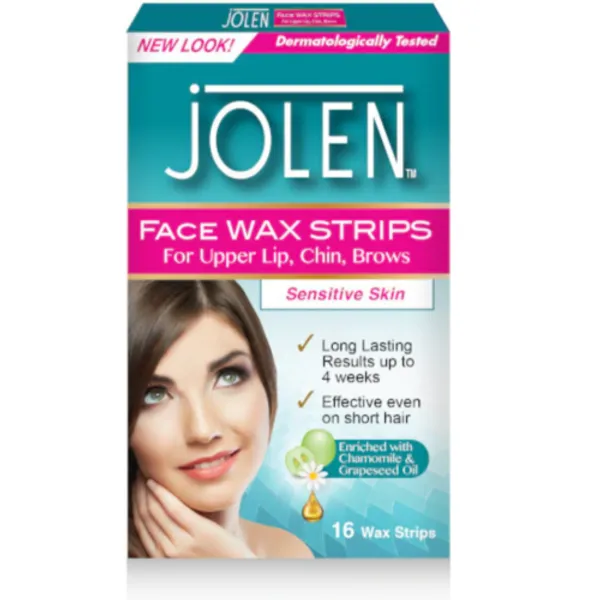 Jolen Facial Wax Strips Sensitive Skin 16 Wax Strips