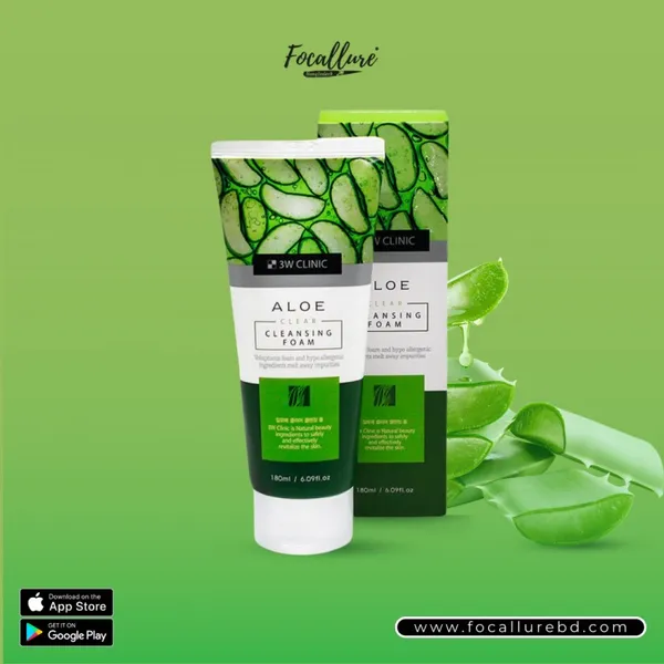 3W CLINIC ALOE CLEAR CLEANSING FOAM-180ml