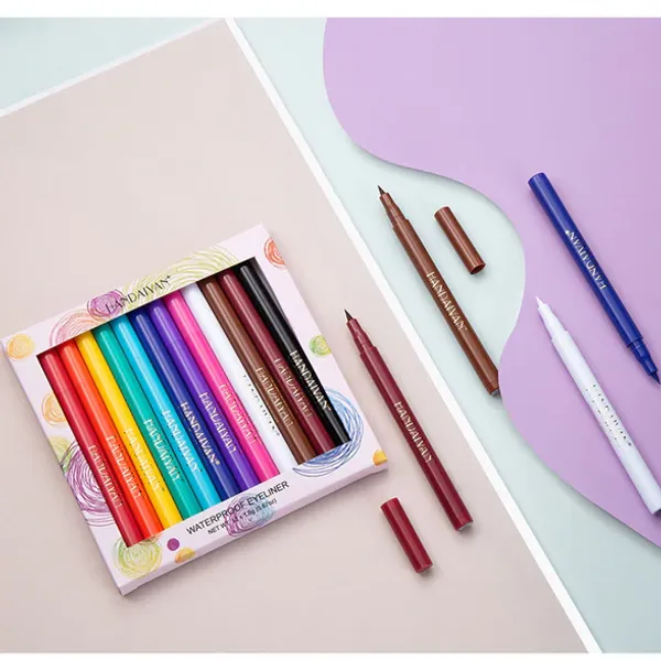 HANDAIYAN 12 Colors Matte Color Eyeliner Pencil Set