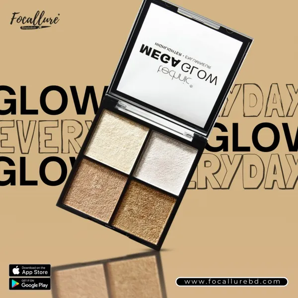 Technic Mega Glow Compact Quad Highlighter Palette 4 Beautiful Shades