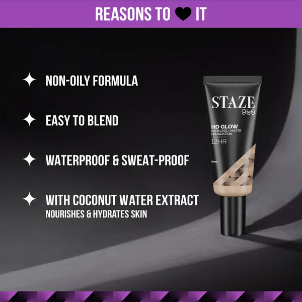 STAZE 9 to 9 HD GLOW MATTE PORELESS FOUNDATION