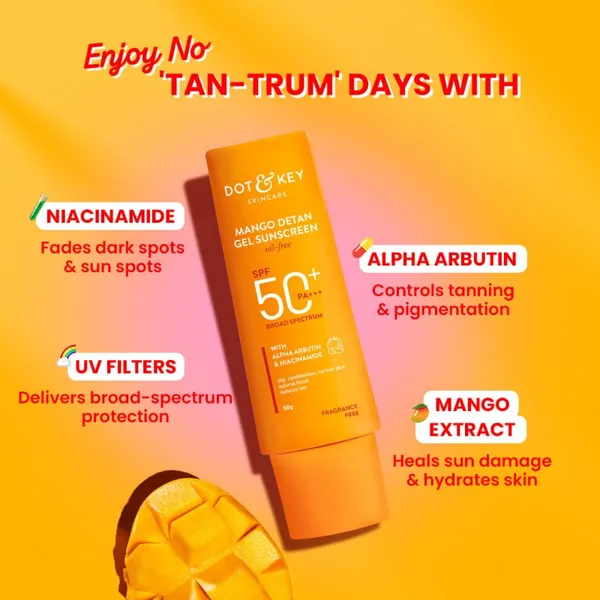Dot & Key Mango Detan Gel Sunscreen Oil-free SPF 50+ PA+++ - 80g