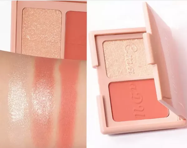 CmaaDu 2 in 1 Double Modify Highlighter Make Up Powder Blusher Palette