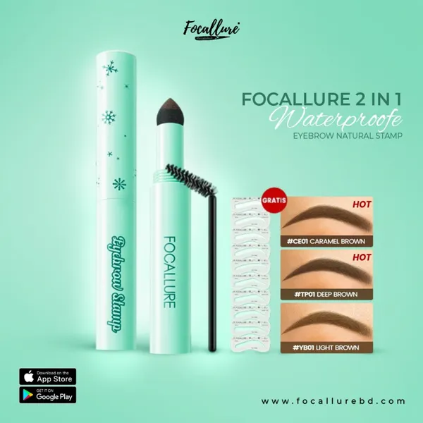 FOCALLURE 2 in 1 Waterproof Eyebrow Natural Stamp