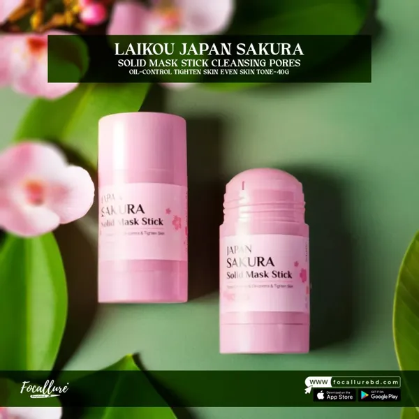 LAIKOU Japan Sakura Solid Mask Stick Cleansing Pores Oil-control Tighten Skin Even Skin Tone-40g