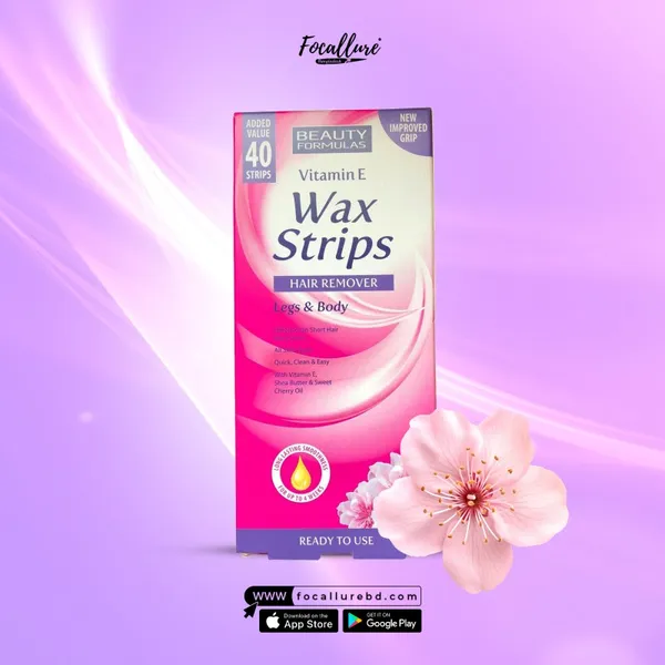 Beauty Formulas Vitamin E Hair Removal Wax Strips For Legs &amp; Body - 40 Strips
