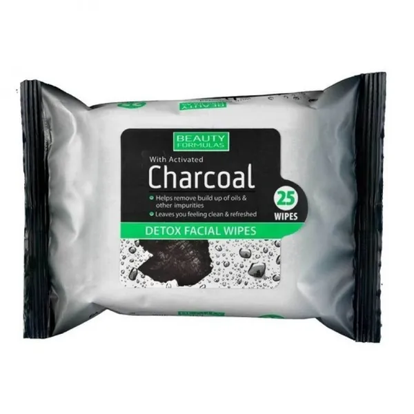 Beauty Formulas Charcoal Detox Facial Wipes - 25 Pcs