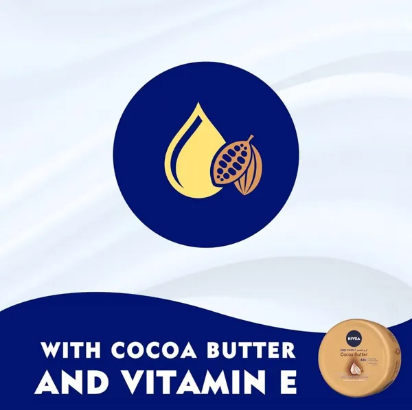 NIVEA Body Cream Dry Skin, Cocoa Butter Vitamin E, Jar 200ml
