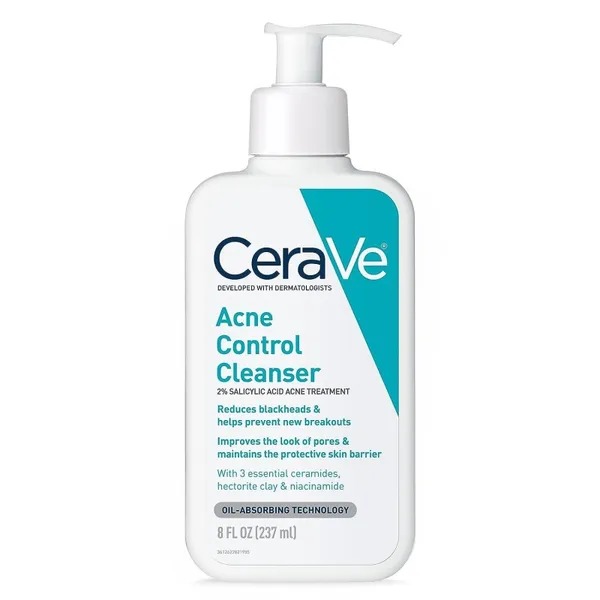 CeraVe Face Wash Acne Treatment | 2% Salicylic Acid Cleanser with Purifying Clay for Oily Skin Blackhead Remover and Clogged Pore Control 237 ML