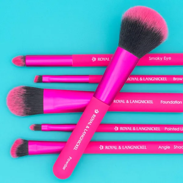 Moda 7PC Total Face Travel Sized Makeup Brush Set, Pink