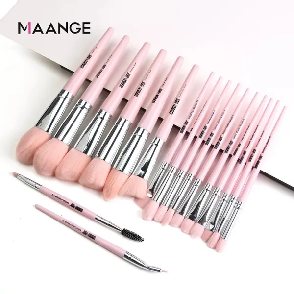 MAANGE 18 pcs Makeup Brushes Pink Color Beauty Set