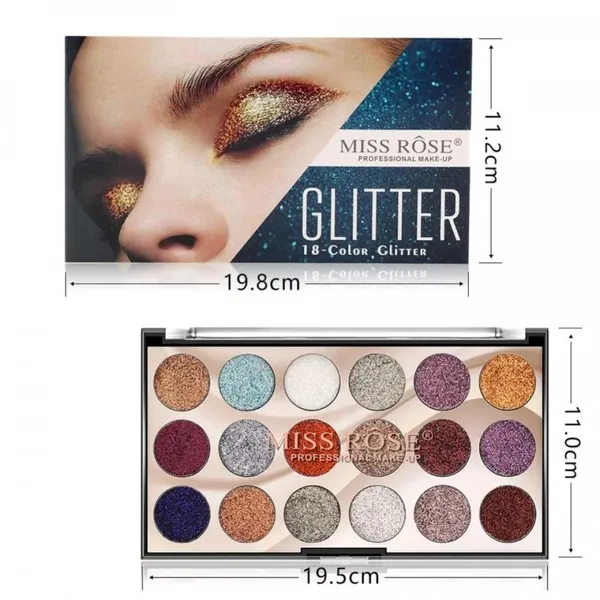 Miss Rose 18 Color Glitter Eyeshadow Palette