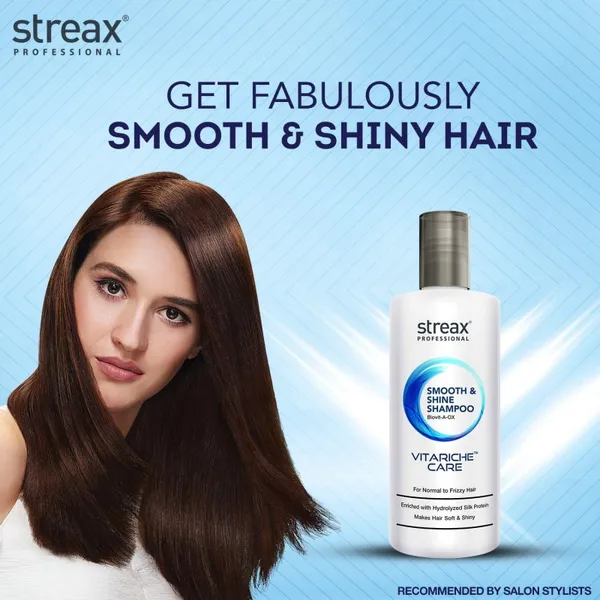 STREAX Professional Vitariche Care Smooth & Shine Shampoo Biovit-A-OX for Normal to Dry & Frizzy Hair - 300ml