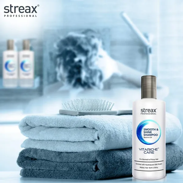 STREAX Professional Vitariche Care Smooth & Shine Shampoo Biovit-A-OX for Normal to Dry & Frizzy Hair - 300ml