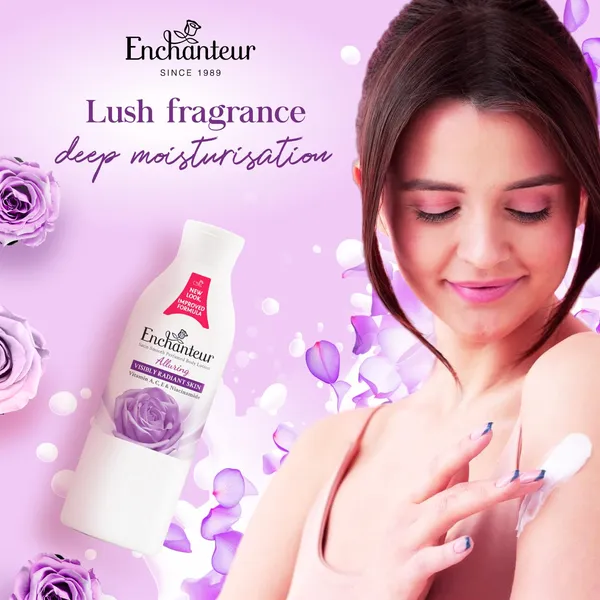Enchanteur Alluring Satin White Perfumed Lotion with Vitamin A,C,E & Niacinamide - 250ml
