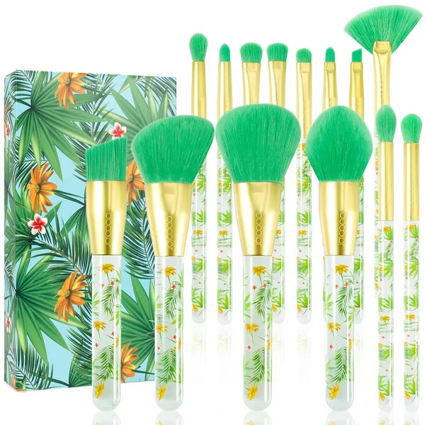 Tropical Makeup Brushes Docolor 14 Pieces Professional Makeup Brushes Set