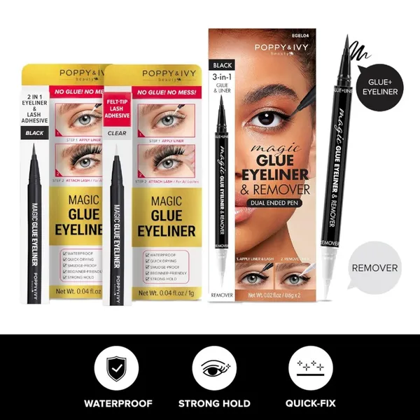 Absolute New York Magic Glue Eyeliner & Remover 3in1 Dual Ended Pen EGEL04 0.6gx2