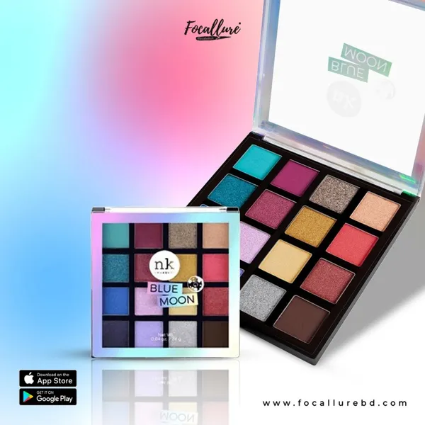 Nicka K 16 Color Eye Shadow + Blush Palette Blue Moon - 24g