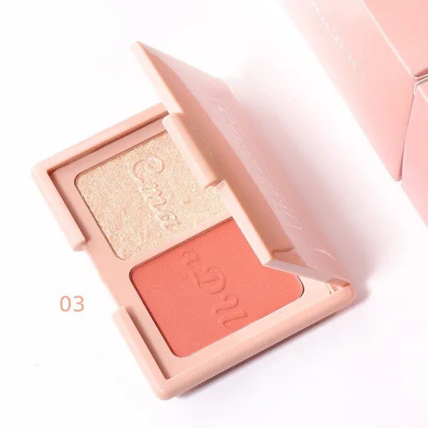 CmaaDu 2 in 1 Double Modify Highlighter Make Up Powder Blusher Palette