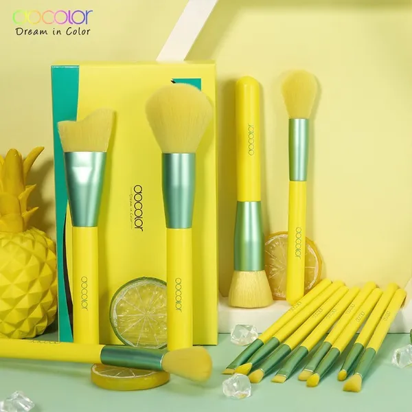 DOCOLOR Lemon 13 Piece Makeup Brush Set