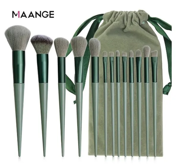 Maange 13 Pcs Olive Bag Brush Set