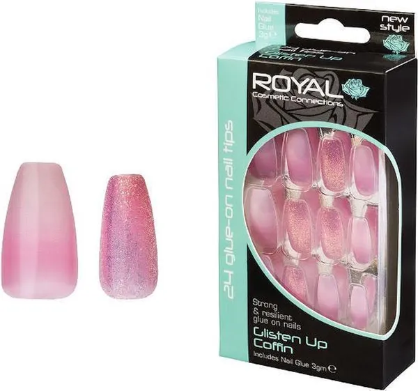 Royal 24 Glue-On Nail Glisten Up Coffin