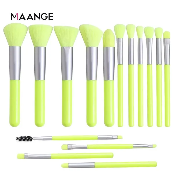 Maange Neon Green Brush Set-15pcs
