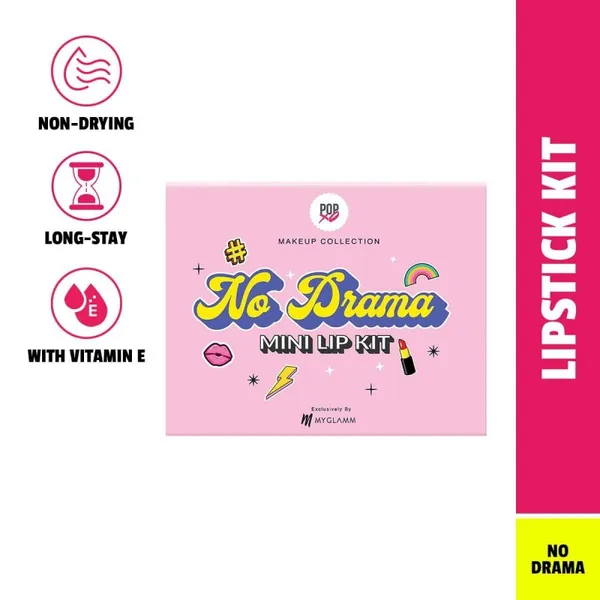 MYGLAMM POPxo Makeup Mini Lip Kit - No Drama (Set of 3)