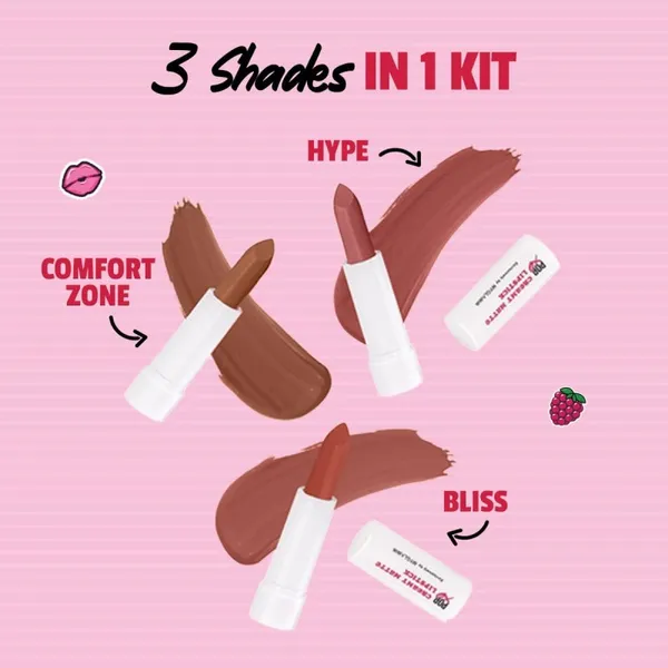 MYGLAMM POPxo Makeup Mini Lip Kit - No Drama (Set of 3)
