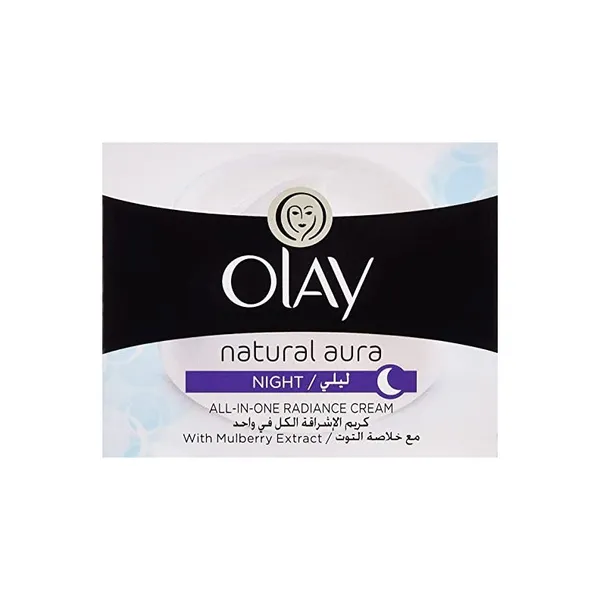 Olay Natural Aura Night All-In-One Radiance Cream with Mulberry Extract, 50 grams