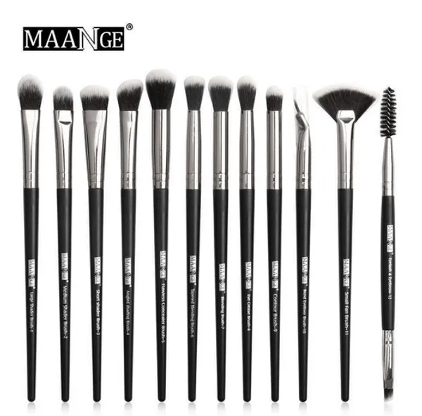 Maange eye 12 pcs eye brushes black