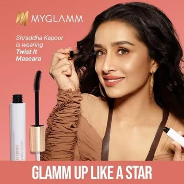 MYGLAMM Twist It Mascara - Black Shade | Water-Resistant, Volumising, Curling, Smudge-Proof Eye Mascara