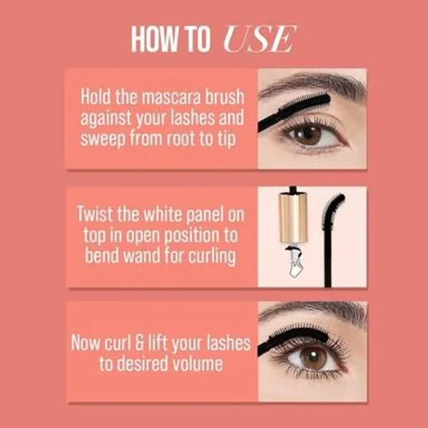 MYGLAMM Twist It Mascara - Black Shade | Water-Resistant, Volumising, Curling, Smudge-Proof Eye Mascara