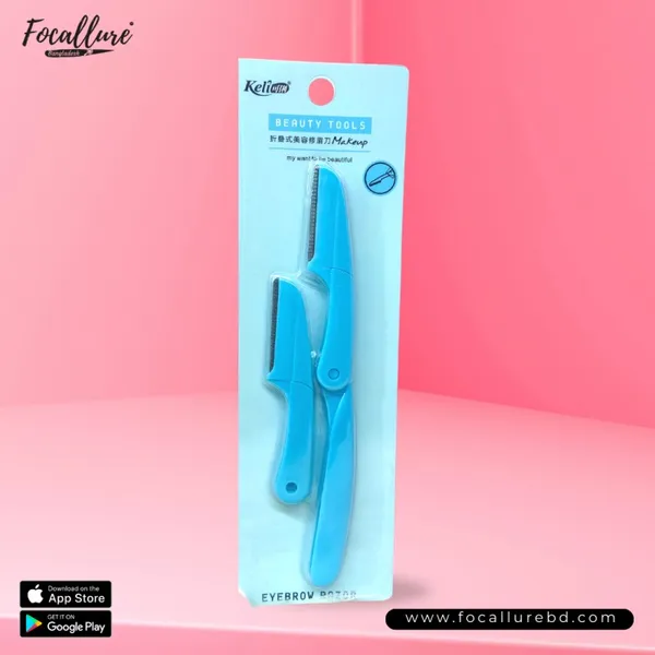 KELI BEAUTY TOOLS EYEBROW 2 PCS RAZOR BLUE