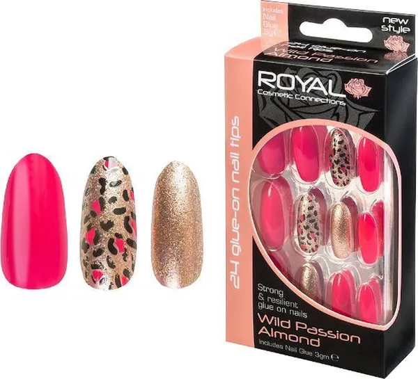 Royal 24 Glue-On Nail Tips Wild Passion Almond