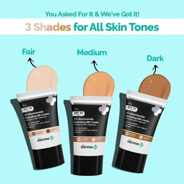 The Derma 2% Niacinamide Hydrating BB Cream with 1% Hyaluronic Acid Complex & Aquaxyl - 30g