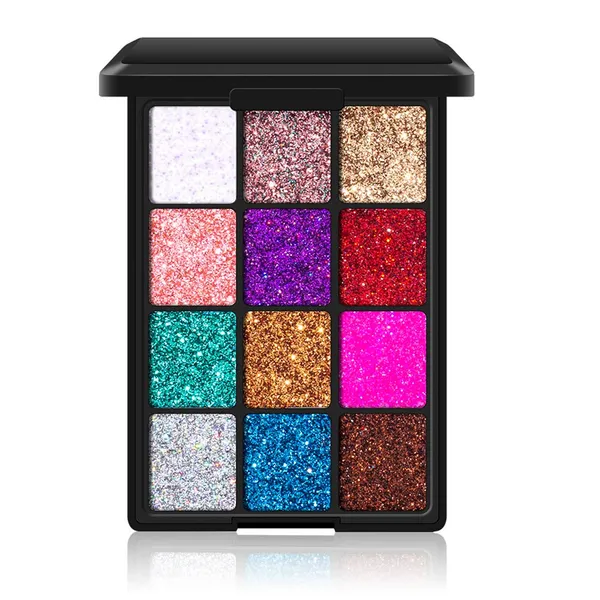 VERONNI 12 Colors Charming Pressed Glitter Eyeshadow Palette