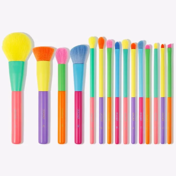 Docolor Dream of Color-15 Pieces Colorful Makeup Brush Set